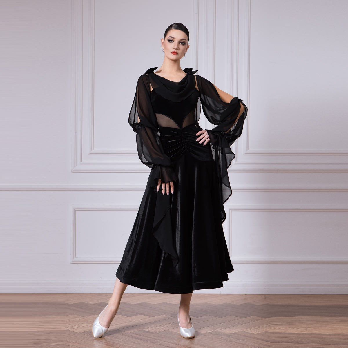 TID Customisable Women's Black Ballroom Waltz Modern Dance Dresses Per