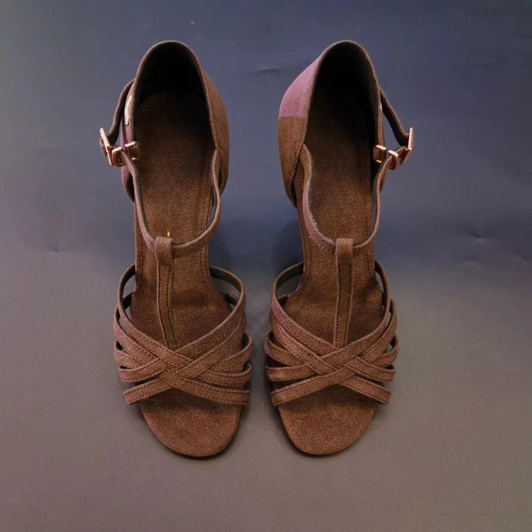 Women's Brown Satin Customized Heel Latin Dance Shoes Dancing Heels main image 0