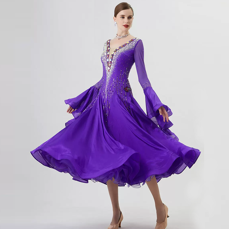 YUN Customisable-Women's Navy Diamonds Ballroom Waltz Modern Dance Dresses Dancewear main image 0
