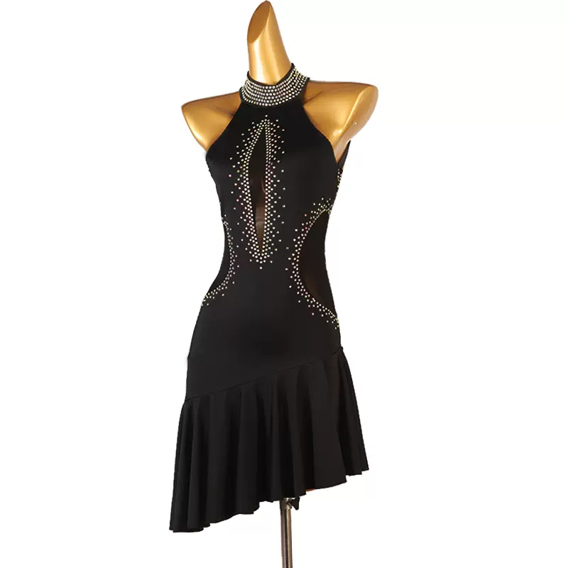 Customisable-Women's Navy Blue Round Neck Dance Wear Dance Dress Performance Wear