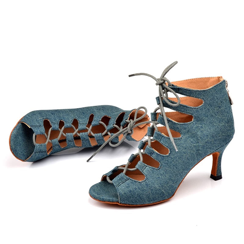 Women's Green Suede Sole Customized Heel Dance Boots Jazz Salsa Dance Shoes main image 0