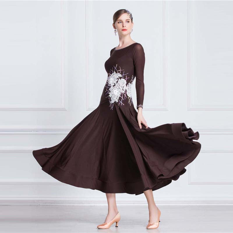 YUN Customisable-Women's Red Sleeveless Diamonds Dress For Ballroom Dancing standard/Smooth Dress