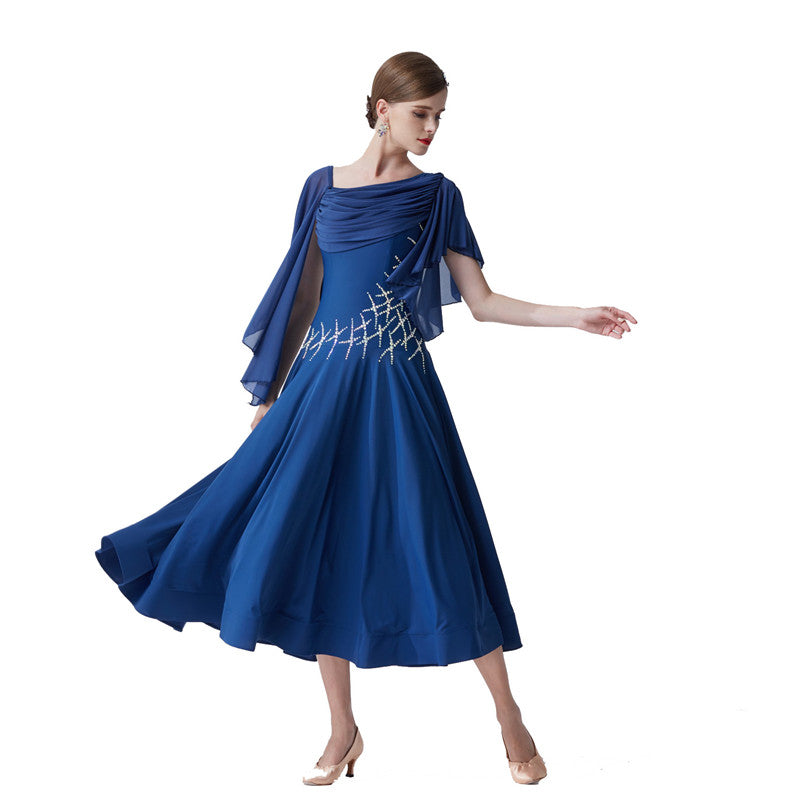 YUN CustomisableWomen's Batwing Sleeve Diamonds Waltz Modern Ballroom