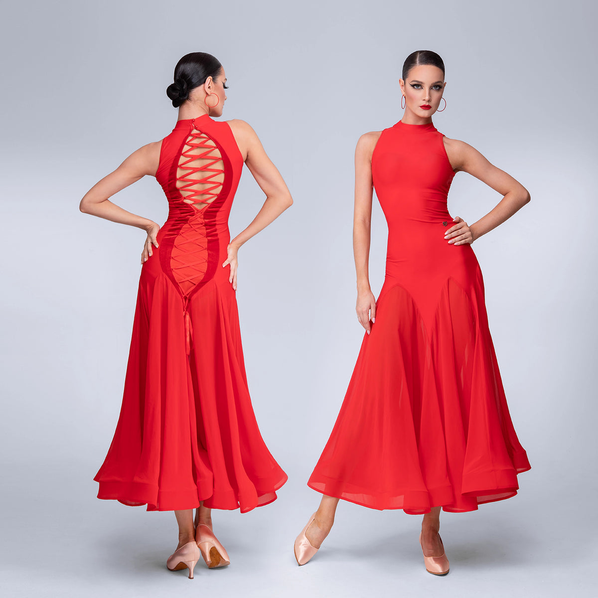 TID Customisable Women's Ballroom Waltz Modern Dance Dresses Performance Competition Dancewear Red TID Customisable Women's Ballroom Waltz Modern Dance Dresses Performance Competition Dancewear Red