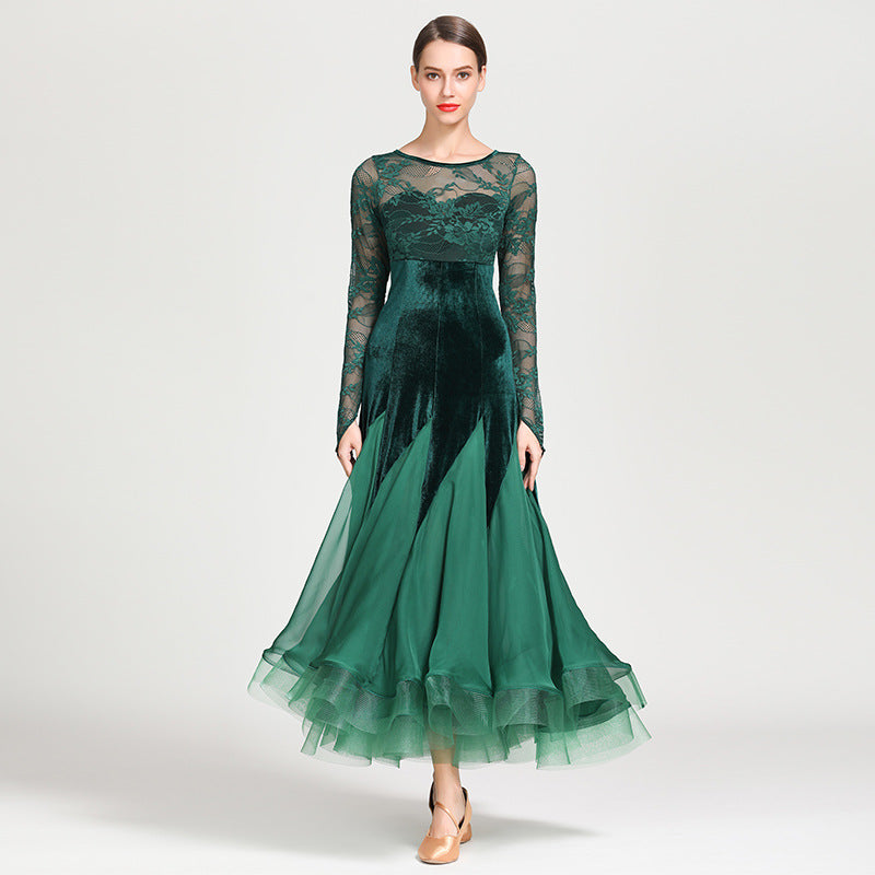 Velvet Ballroom Practice Dress with Mesh Pra 481_sale