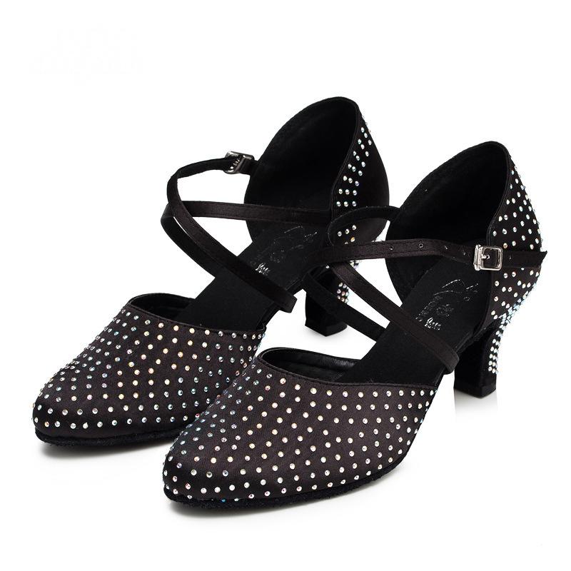 HW Women's Pink Satin Customized Heels Ballroom Dance Shoes Modern Shoes