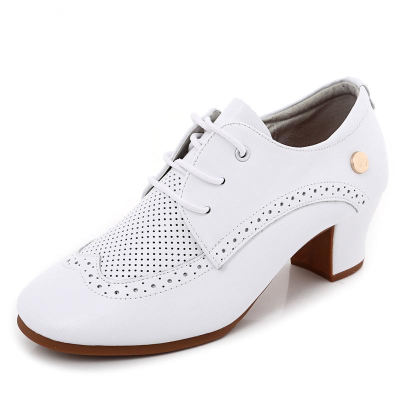 Women's Real Leather Heels Pumps With Lace-up Dance Shoes Teaching & Practice Shoes