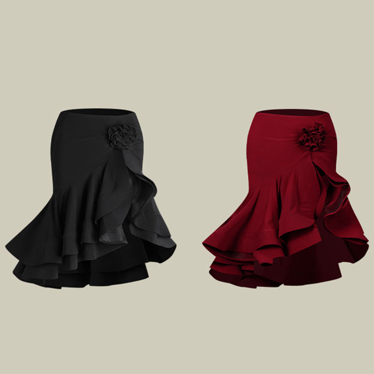 Z Girls Black Tassel Swing Dance Skirts Practice Dancewear