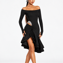 DS Women's One-Shoulder Long Sleeve Dance Dress DanceWear