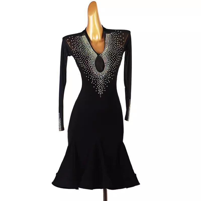CustomisableWomen's Black Long Sleeve DanceWear Dance Dress Performan
