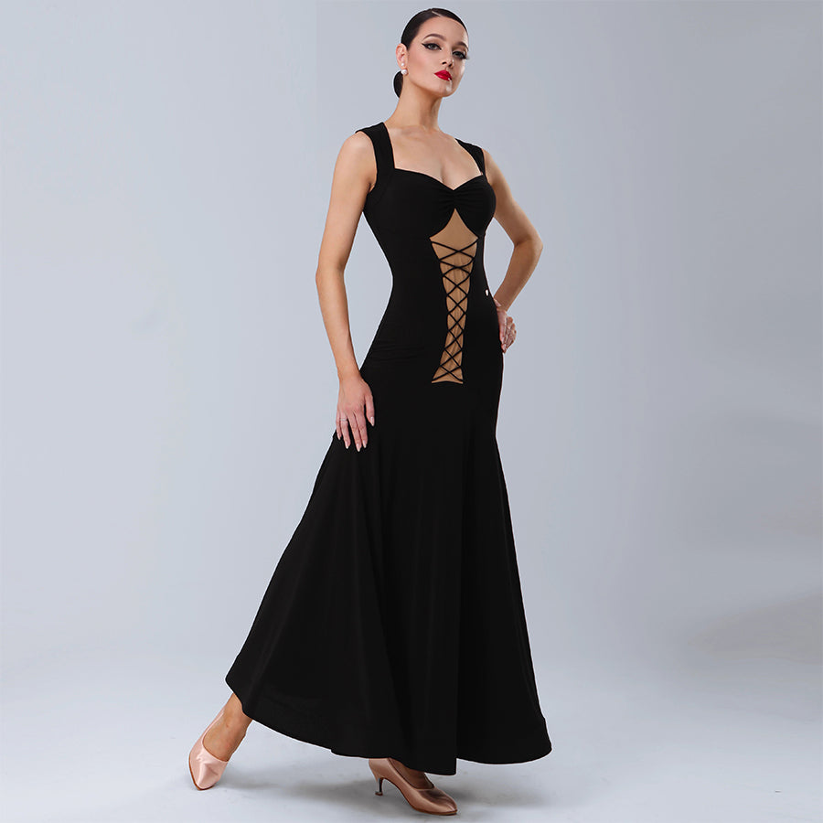 TID Customisable Women's V Neck Black Dance Dresses Performance Compet ...