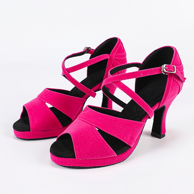 Chaussures De Danse Latine Et Salon Pour Femme - Talon Haut, Satin, Semelle En Daim Antidérapante