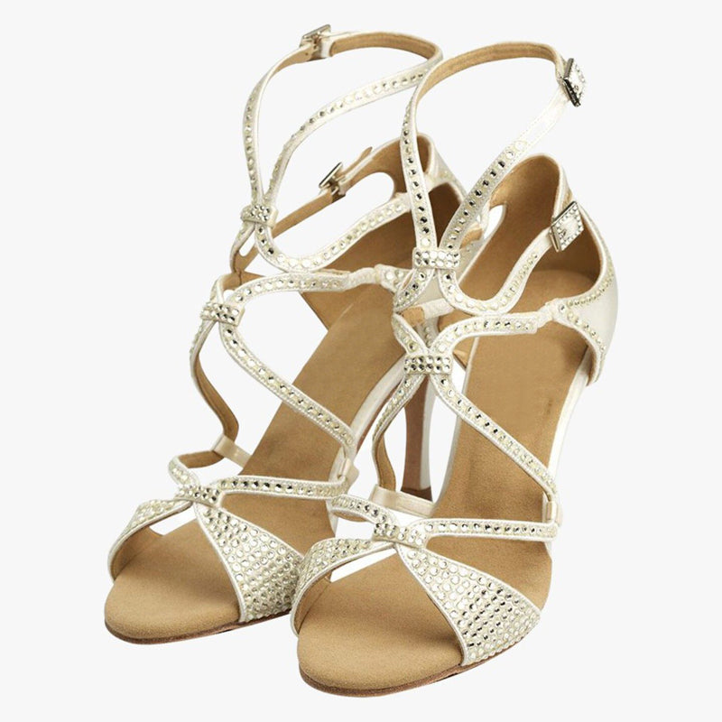 DS Women's Satin Retro Customized  Heels Ballroom Dance Shoes Swing Dance Shoes