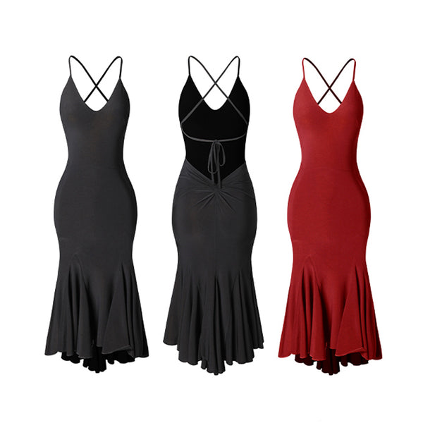 Z Women's Milk Silk Fabric Tassel Dance Dress Dance Wear Training Performance Dress