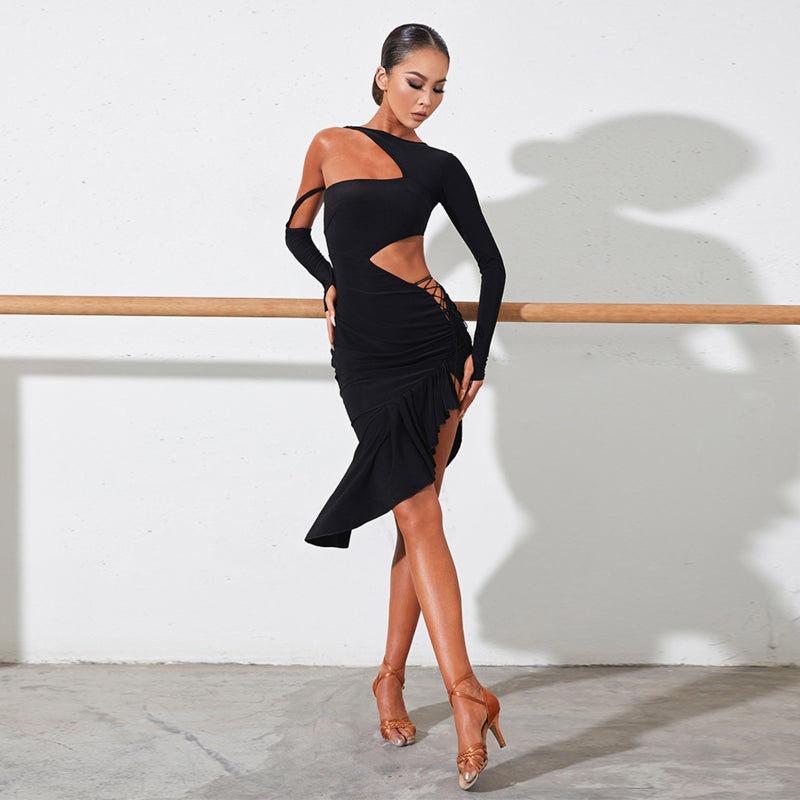 Z Women's Milk Silk Long Sleeve Off Shoulder Backless Latin Dance Dres –  DanceandSway