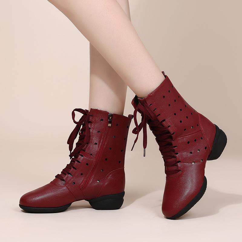 Women's Leatherette 4cm Heels Jazz With Lace-up Dance Shoes/Dance Boot ...