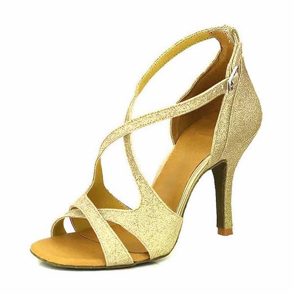 Women's Sparkling Glitter 9cm Heel Latin Shoes Ballroom Dance Shoes ...